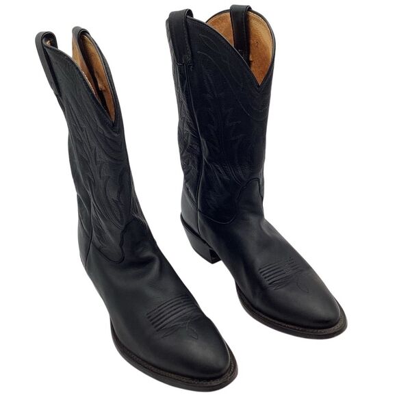 Nocona Men's Vintage Black Leather Western Cowboy Boots Size 11.5‎ D